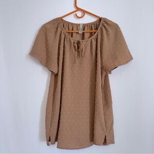 Chic Tan Blouse with Textured Design